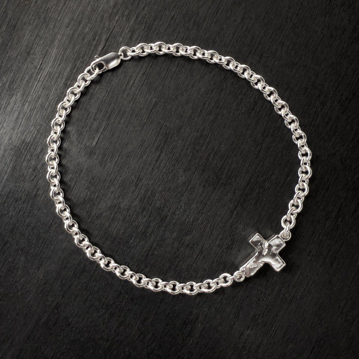 Sterling Silver Chubby Cross Bracelet