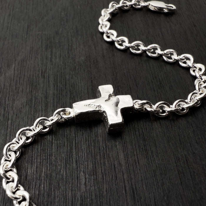 Sterling Silver Chubby Cross Bracelet