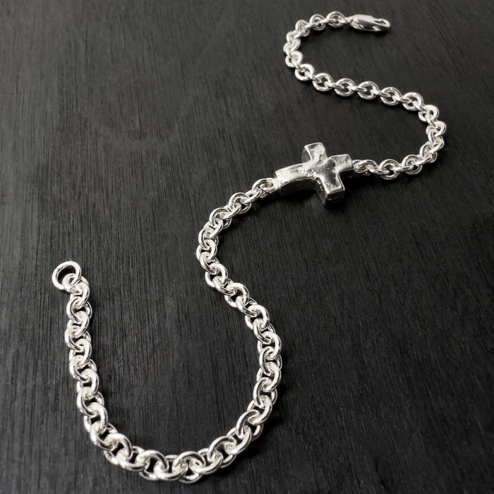 Sterling Silver Chubby Cross Bracelet
