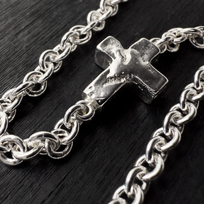 Sterling Silver Chubby Cross Bracelet