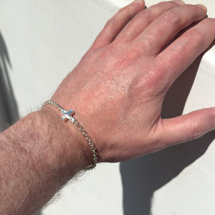 Sterling Silver Chubby Cross Bracelet