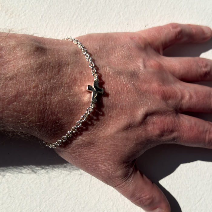 Sterling Silver Chubby Cross Bracelet
