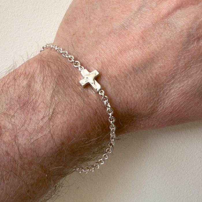 Sterling Silver Chubby Cross Bracelet