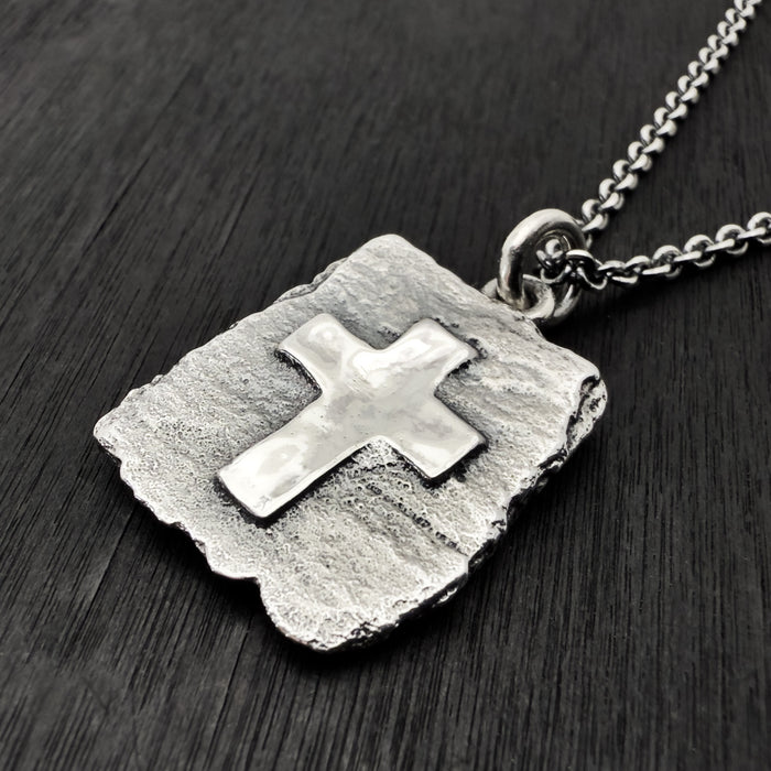 Oxidized Sterling Silver Cross Pendant