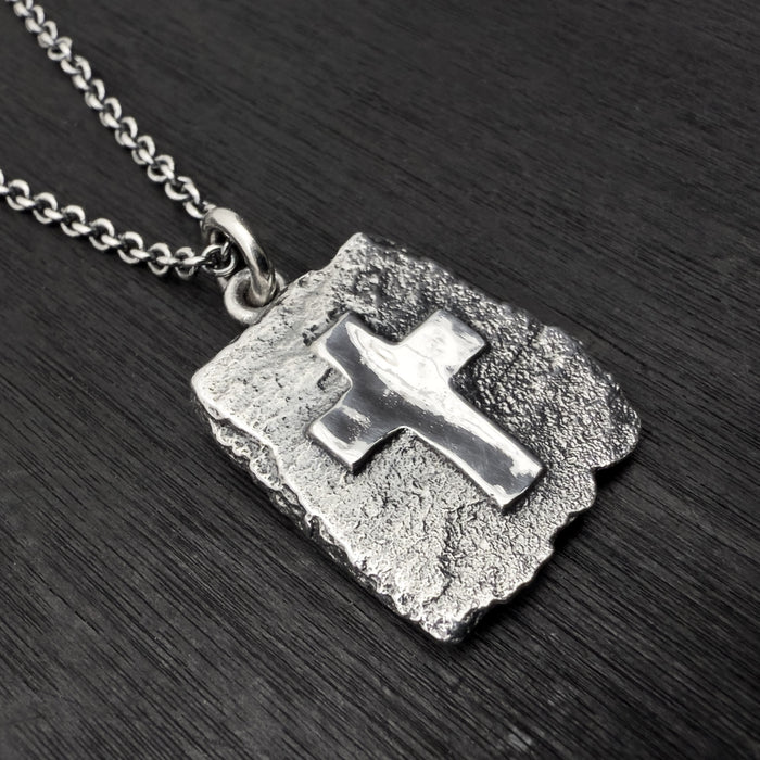 Oxidized Sterling Silver Cross Pendant