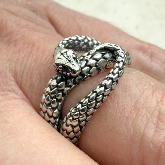 Oxidised Sterling Silver Snake Ring