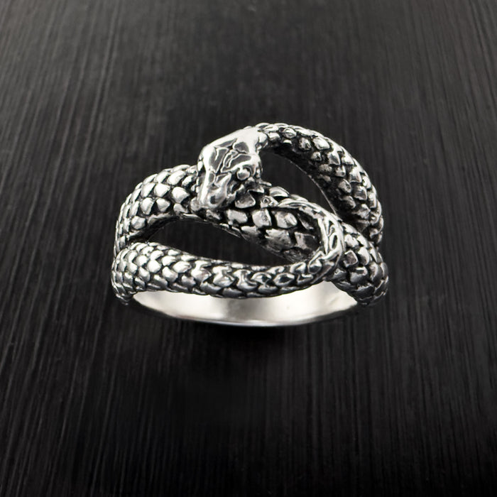 Oxidised Sterling Silver Snake Ring