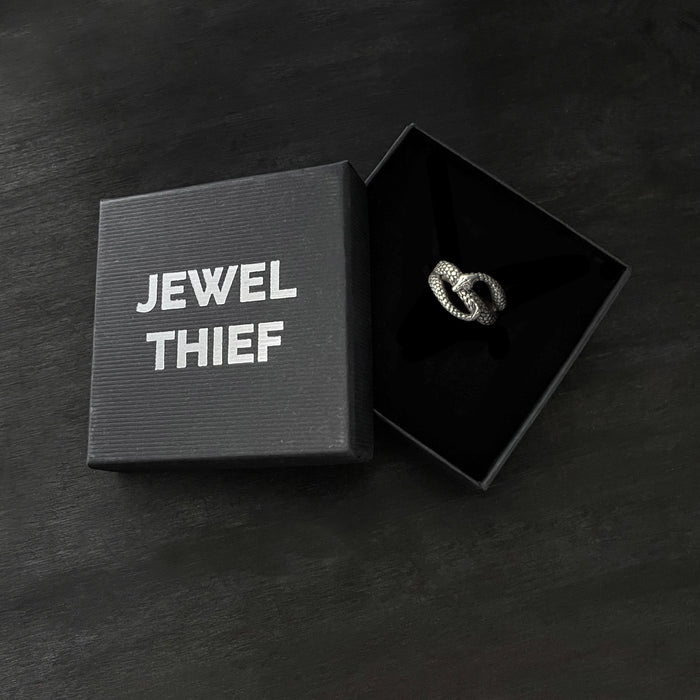 Oxidised Sterling Silver Snake Ring