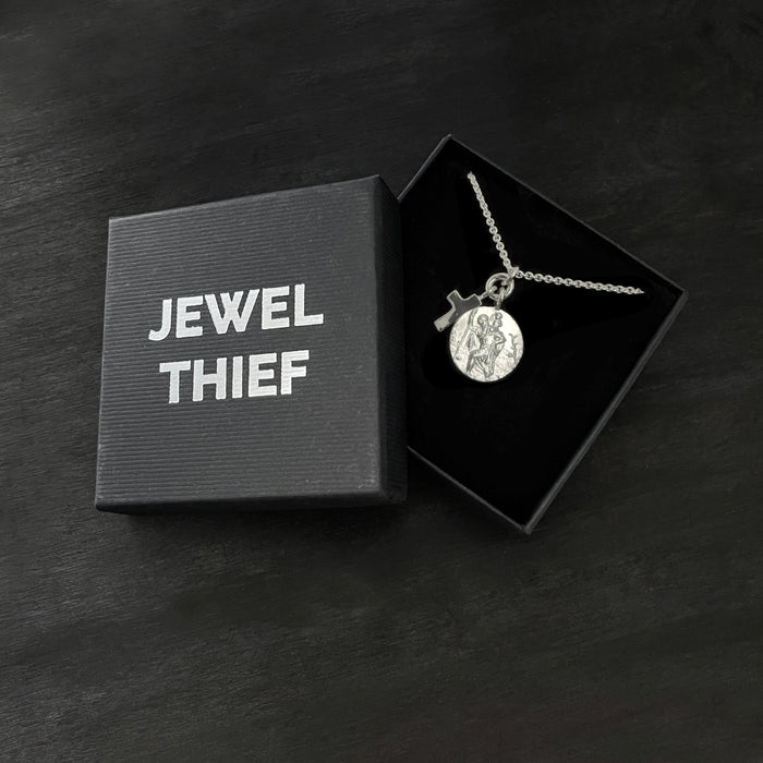 Sterling Silver St Christopher & Cross Necklace