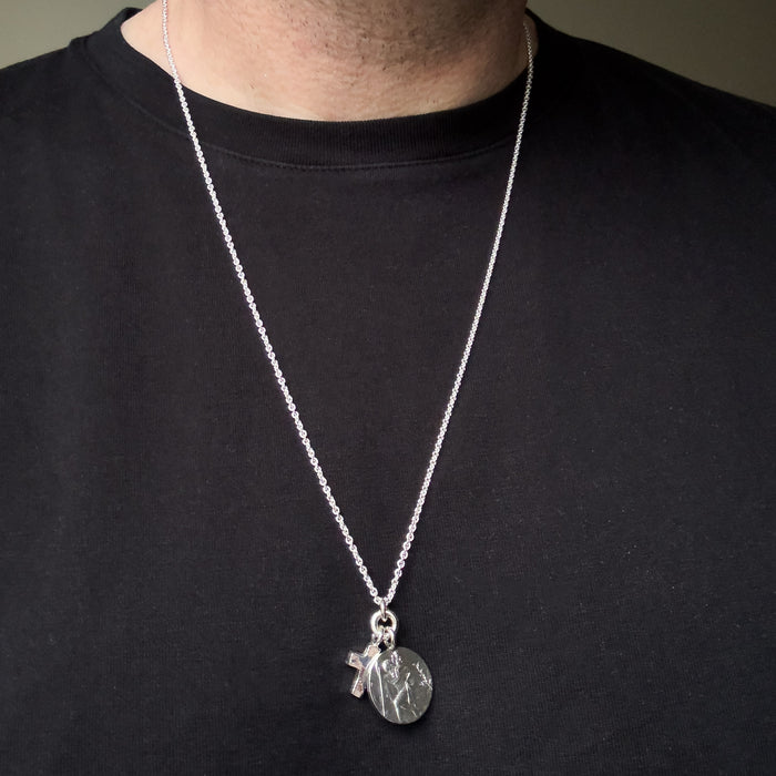 Sterling Silver St Christopher & Cross Necklace