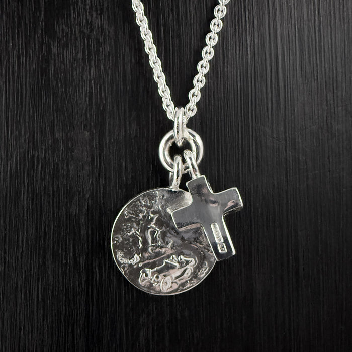 Sterling Silver St Christopher & Cross Necklace