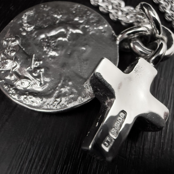 Sterling Silver St Christopher & Cross Necklace