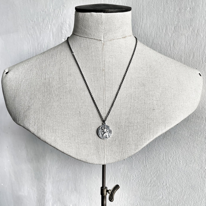 St. Christopher Necklace, Silver Necklace, Protection While Traveling, 18th Birthday Gift, 21st Birthday Gift