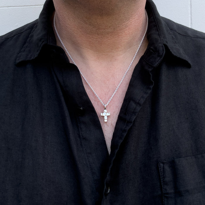 Tiny Kintsugi Cross Pendant,