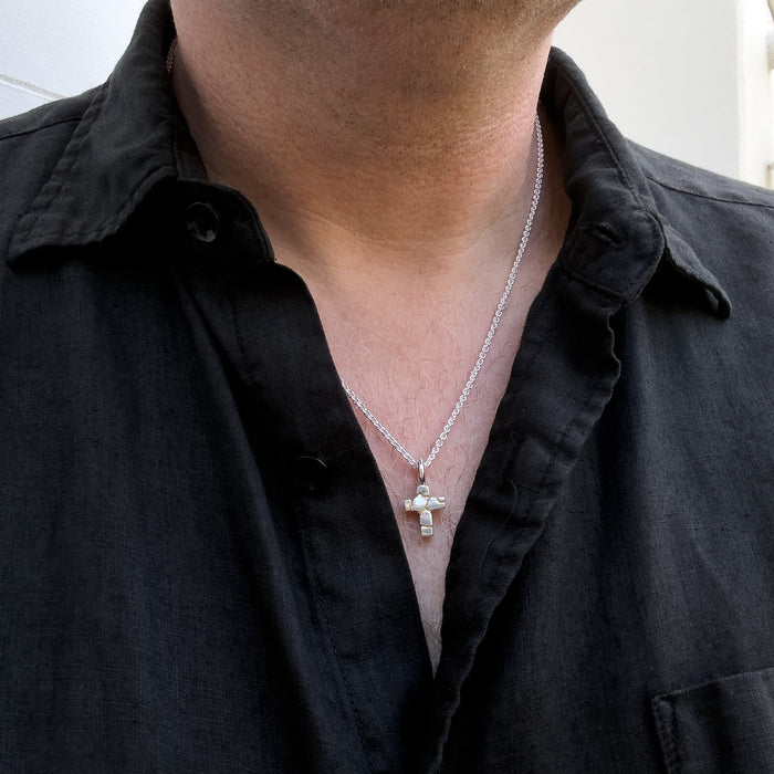 Tiny Kintsugi Cross Pendant,