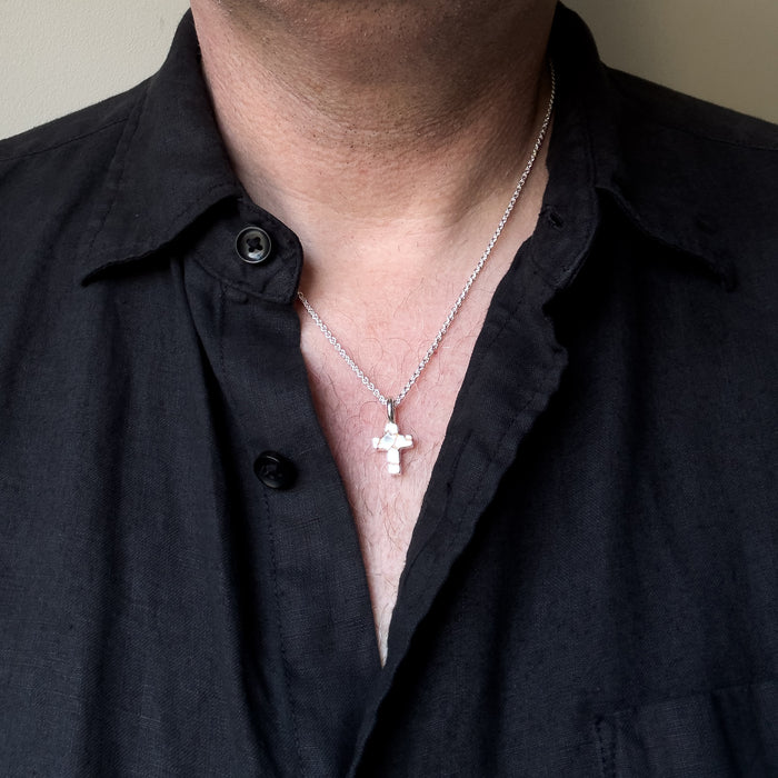 Tiny Kintsugi Cross Pendant,