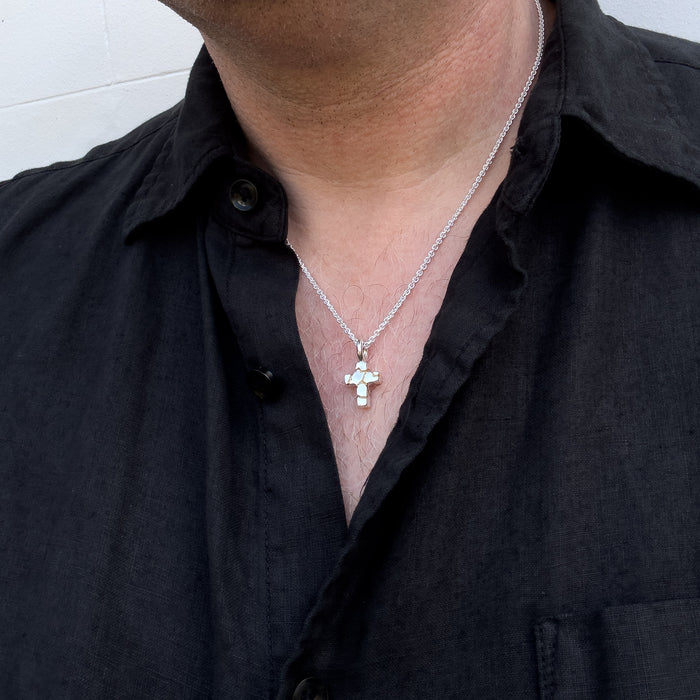 Tiny Kintsugi Cross Pendant,