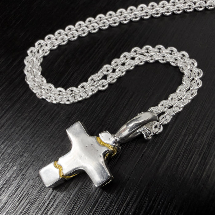 Tiny Kintsugi Cross Pendant,