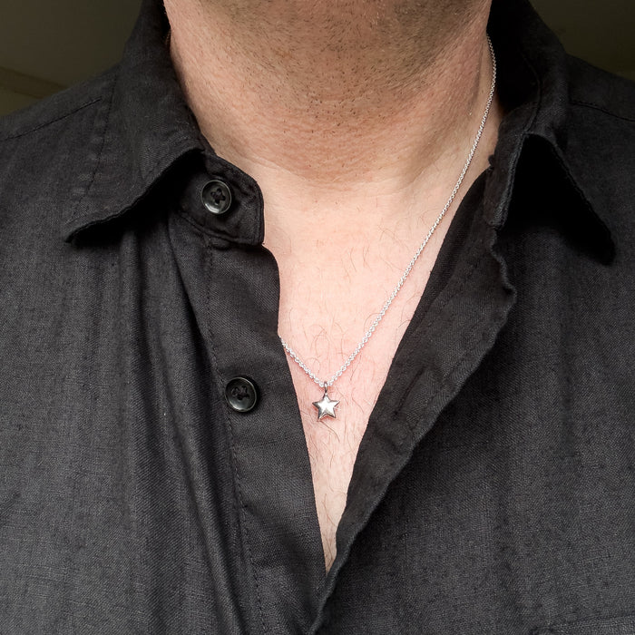 Tiny Rustic Silver Star Necklace