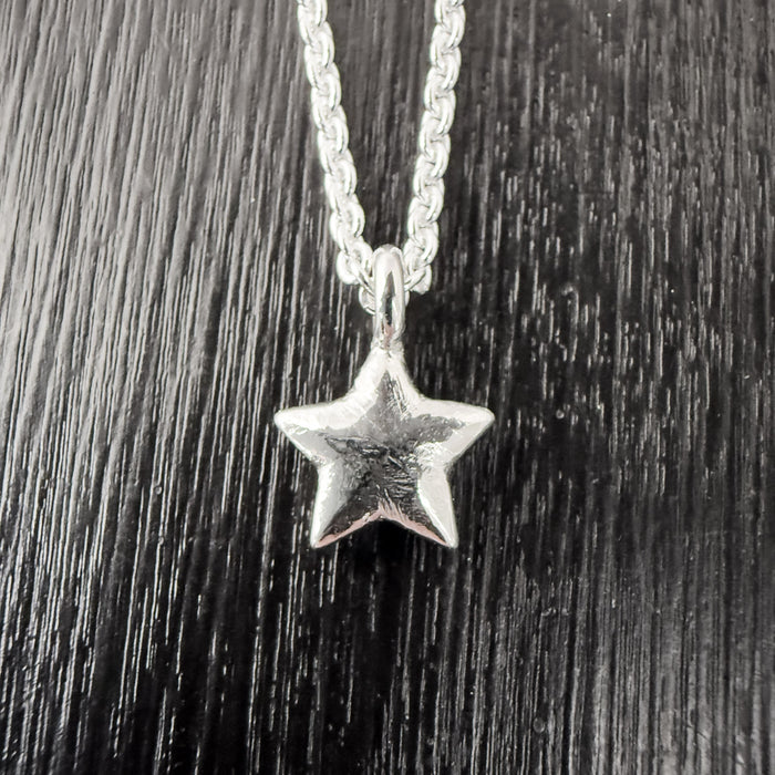 Tiny Rustic Silver Star Necklace