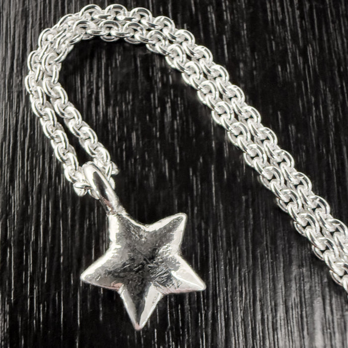Tiny Rustic Silver Star Necklace