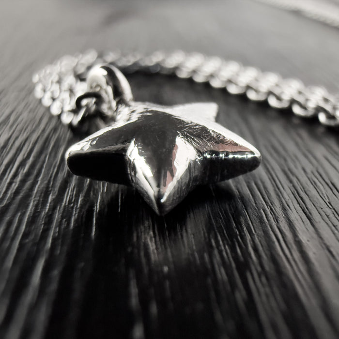 Tiny Rustic Silver Star Necklace