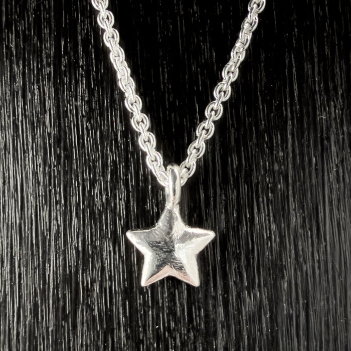 Tiny Rustic Silver Star Necklace