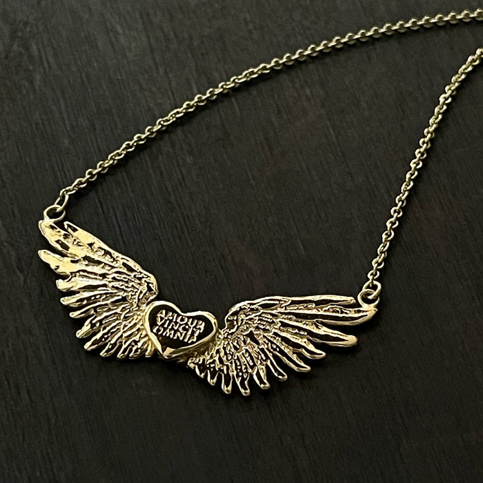 Tiny Gold Wings & Heart Necklace