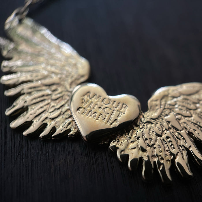 Tiny Gold Wings & Heart Necklace