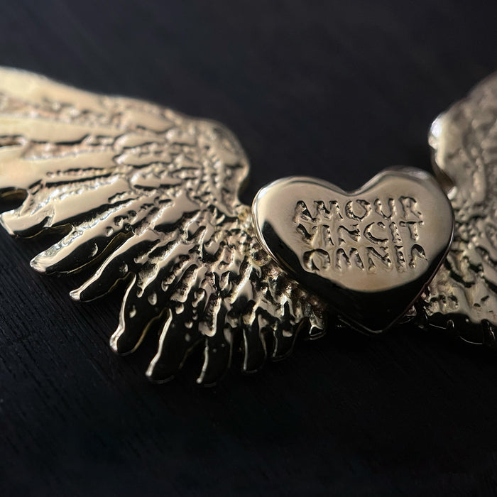 Tiny Gold Wings & Heart Necklace