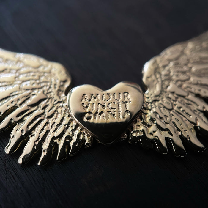 Tiny Gold Wings & Heart Necklace