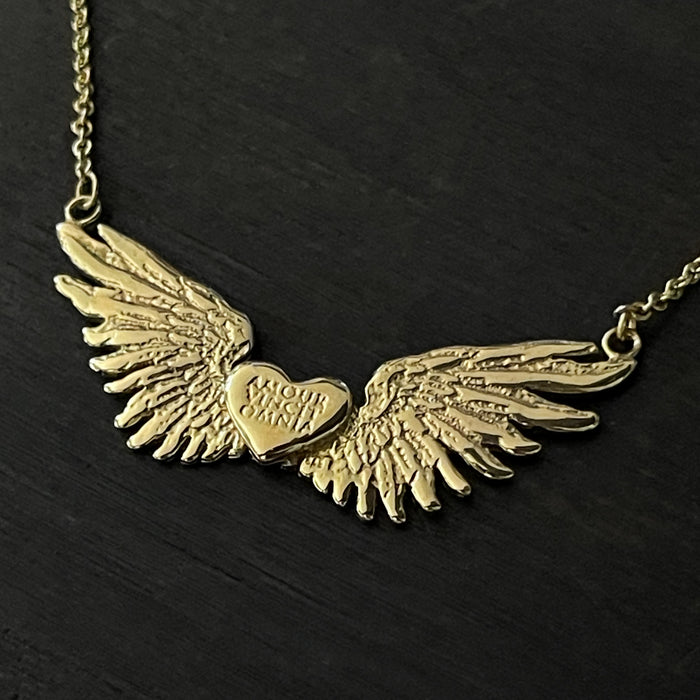 Tiny Gold Wings & Heart Necklace