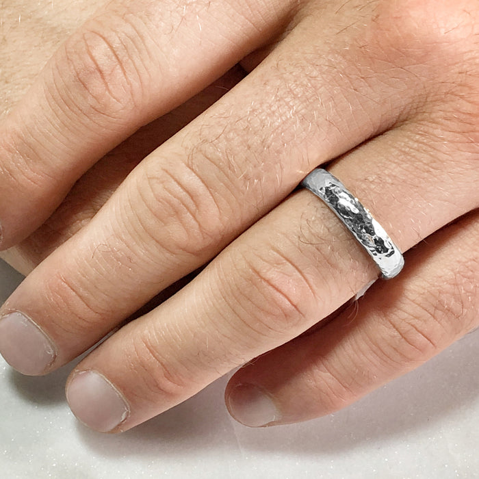 4.6mm Hammered Silver Band