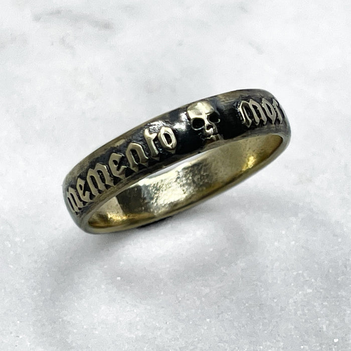 5mm Solid 9k Yellow Gold Memento Mori Ring