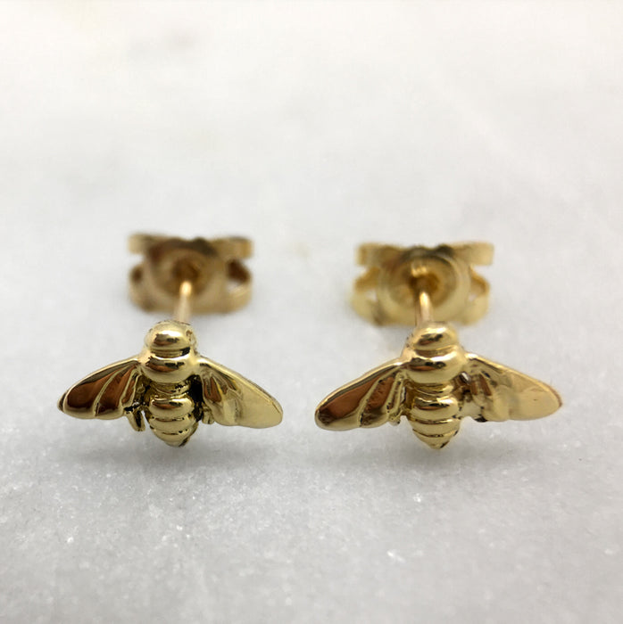 Tiny 9ct Gold Bee Studs