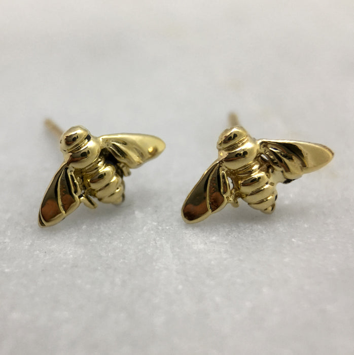 Tiny 9ct Gold Bee Studs