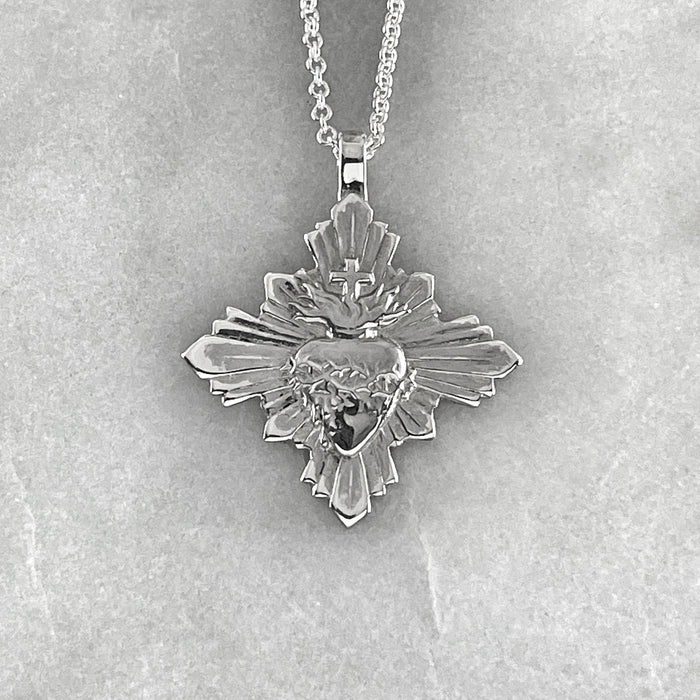 Sacred Heart Silver Necklace