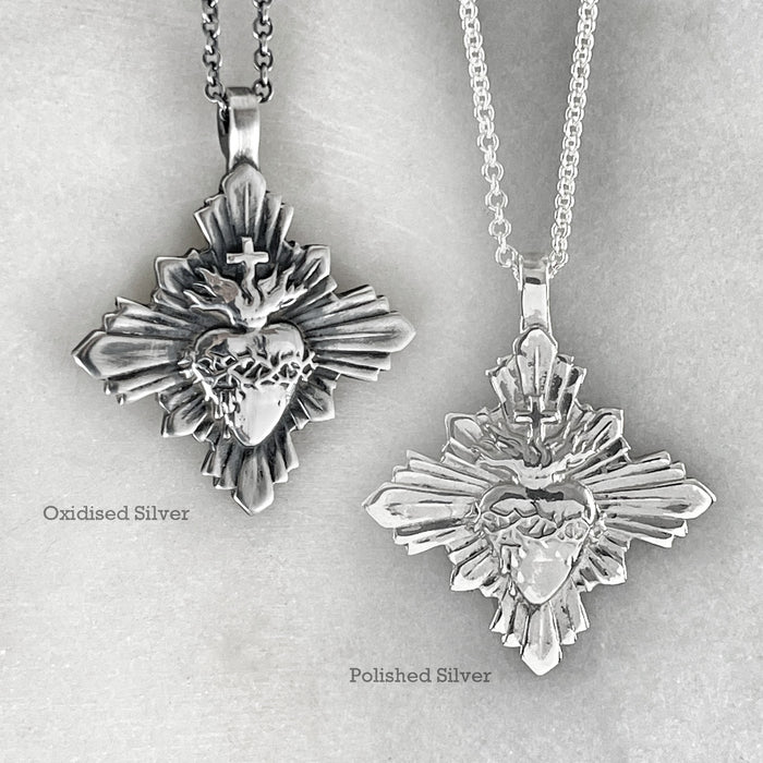 Sacred Heart Silver Necklace