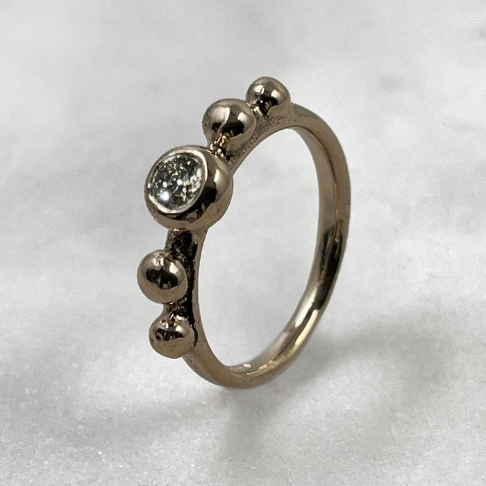 Rustic Solid Gold Diamond Ring
