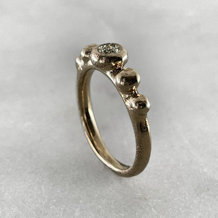 Rustic Solid Gold Diamond Ring