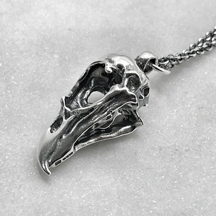 Oxidised Silver Eagle Skull Necklace