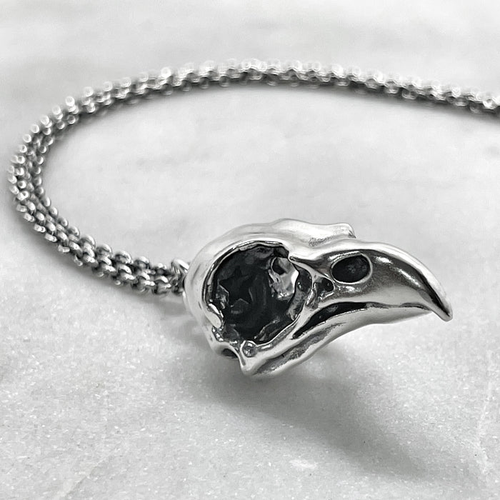 Oxidised Silver Eagle Skull Necklace