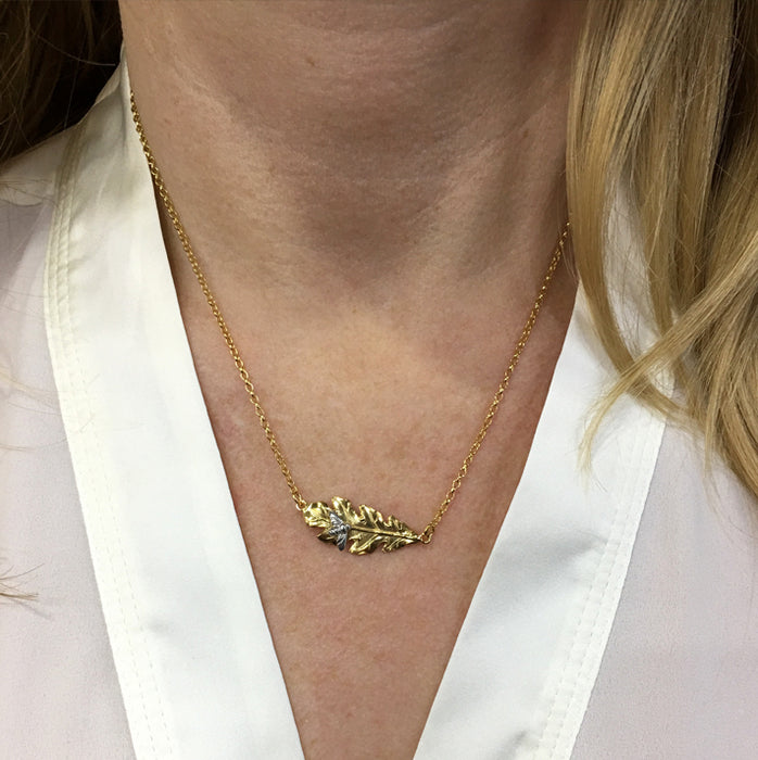 Gold Oak Leaf & Bee Necklace