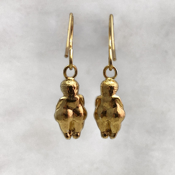 Venus Of Willendorf Earrings, Gold Earrings, Mother Goddess, Fertility Symbol