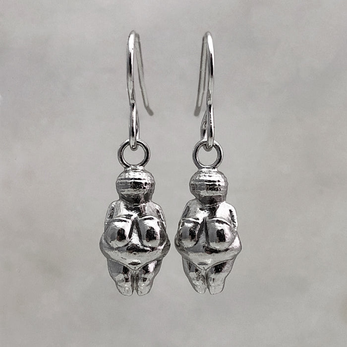 Venus Of Willendorf  Earrings, Silver Earrings, Mother Goddess, Fertility Symbol