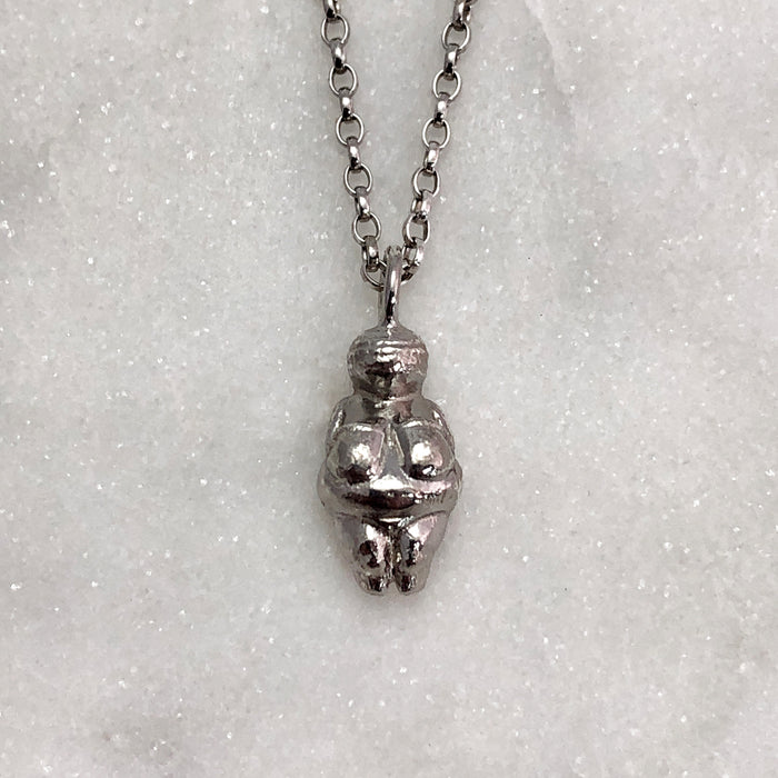Venus Of Willendorf Necklace, Silver Necklace, Mother Goddess, Fertility Symbol