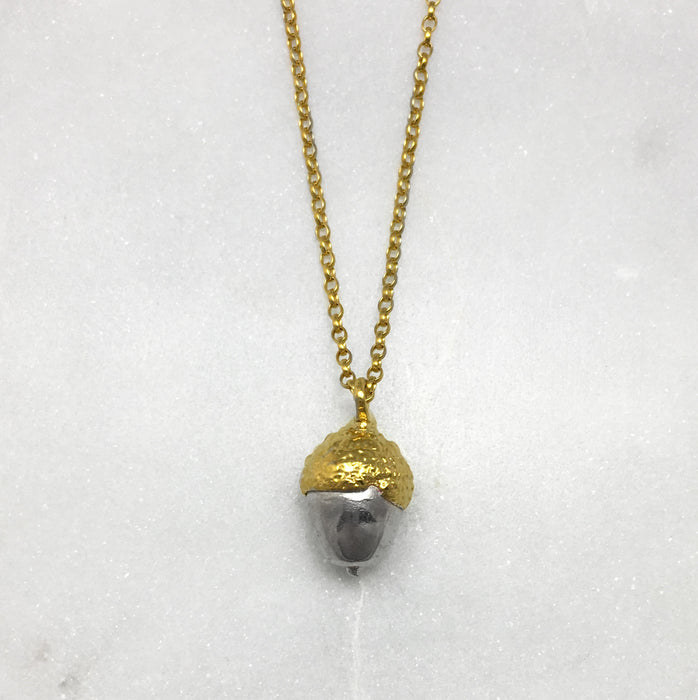 Gold Cup & Silver Acorn Necklace