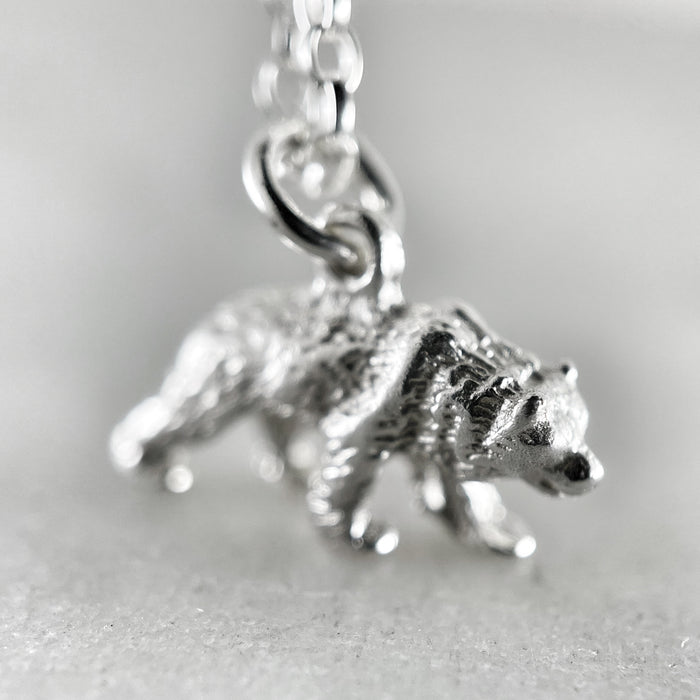 Tiny Silver Bear Necklace