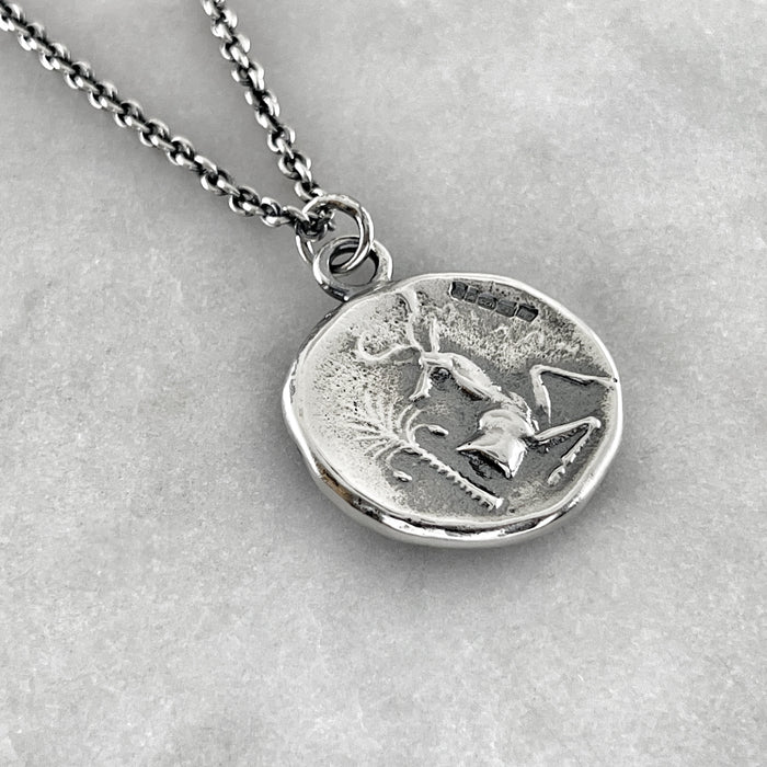 Silver Bee Coin Necklace, Ancient Pendant, Greek Coin Jewelry, Statement Pendant, Bee Jewelry