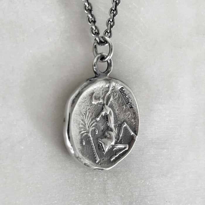 Silver Bee Coin Necklace, Ancient Pendant, Greek Coin Jewelry, Statement Pendant, Bee Jewelry
